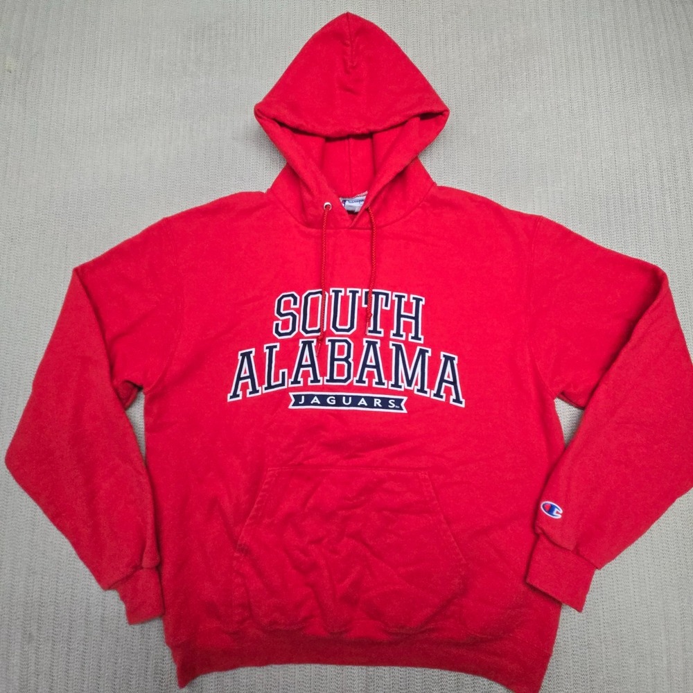Champion South Alabama Jaguars Hoodie Sweatshirt Mens Large Red Fleece Football